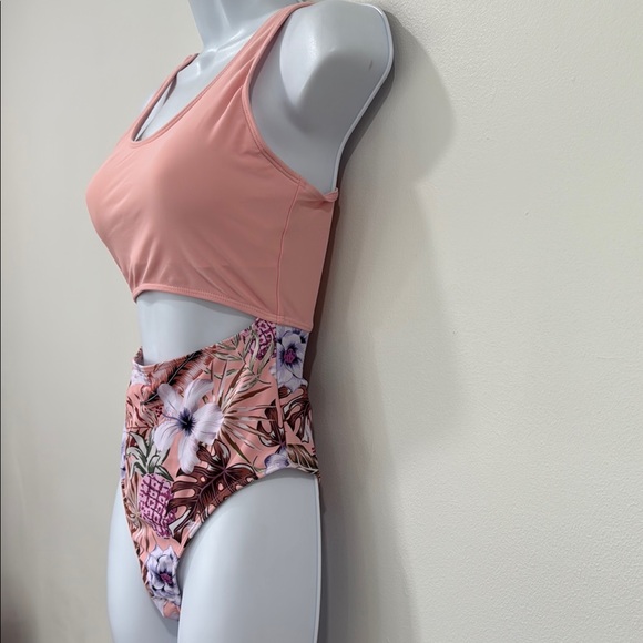 Floral Pink One Piece Swimsuit - Picture 2 of 3